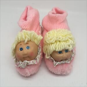 Vintage 1980s Cabbage Patch Plush Pink Blonde Doll Kids Slippers Girls Size 7-8